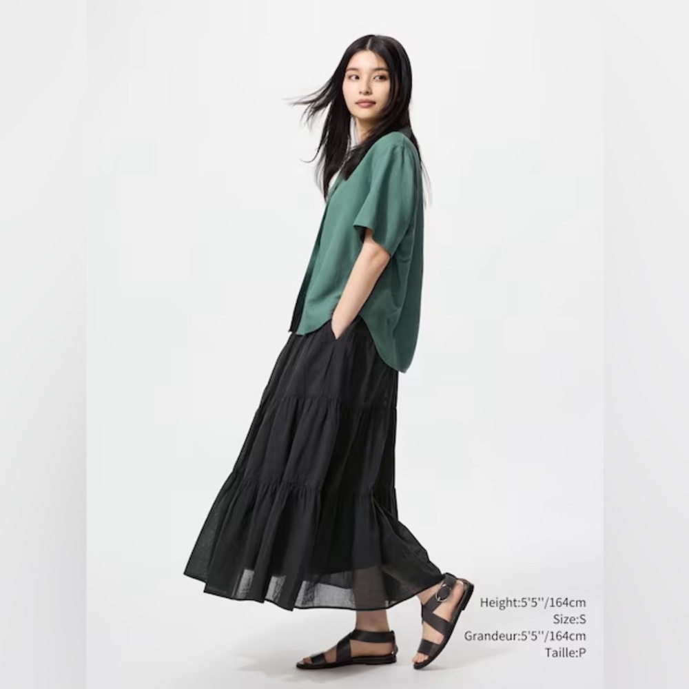 Flowy Tiered Black Maxi Skirt - Women's Skirt